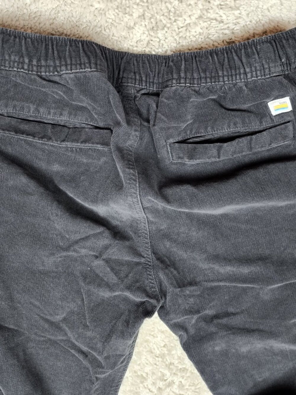 Vuori Optimist Corduroy Pants Mens V440 Grey Casual Drawstring Waist Small S USA - Picture 6 of 8